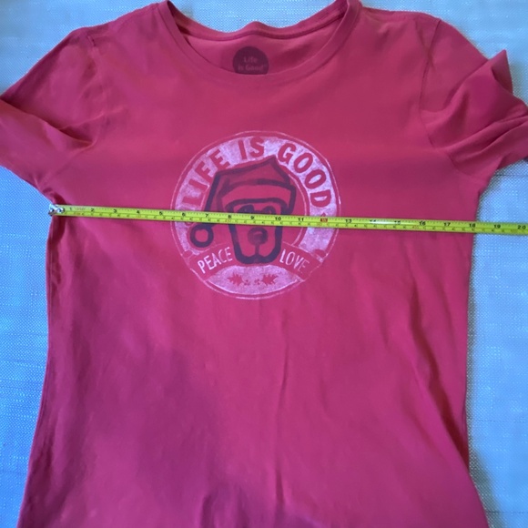 Life Is Good Red Cotton Peace Love Holiday Festive Long Sleeve T-Shirt-Sz-M - Picture 11 of 16